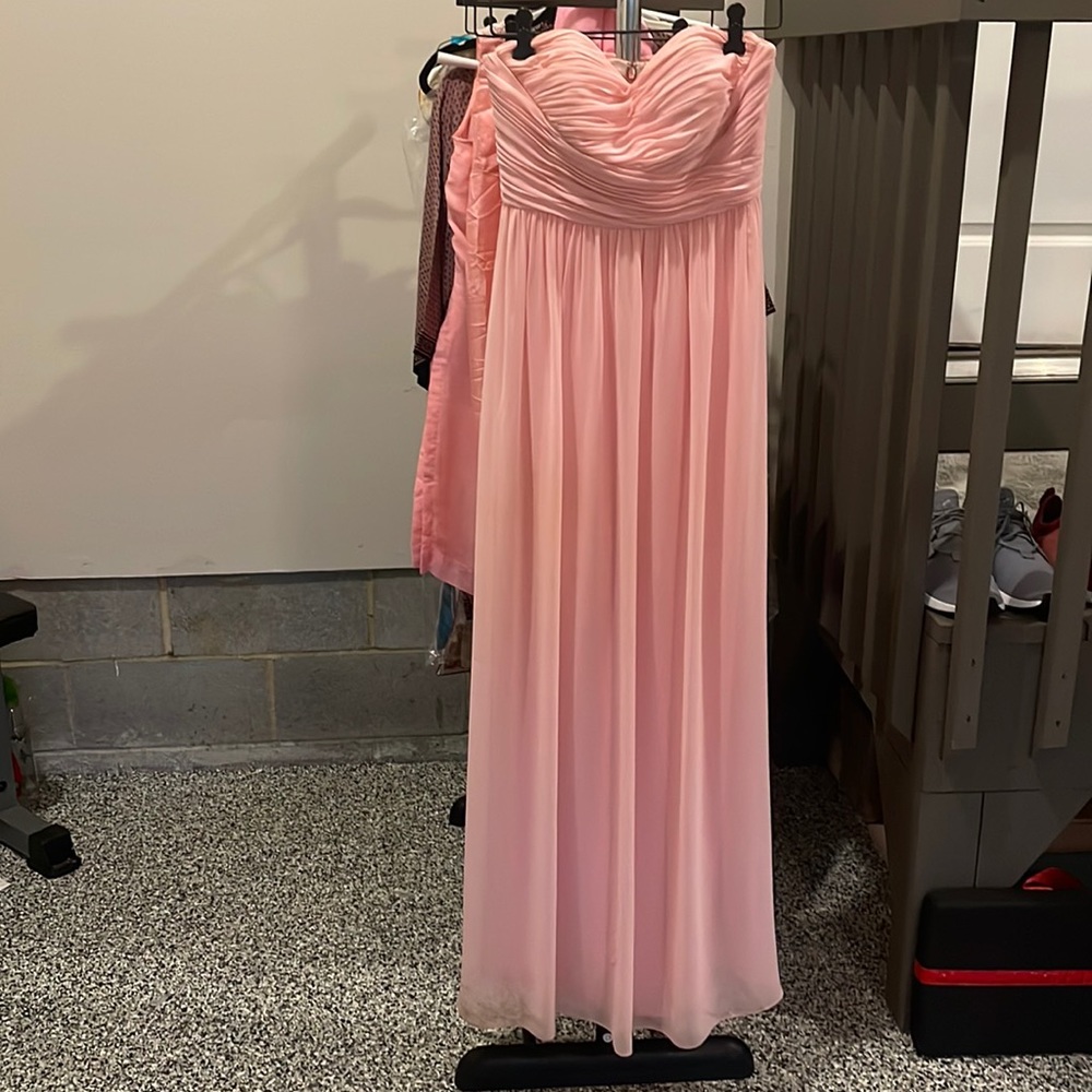 Pink bridesmaids dress sweetheart neckline